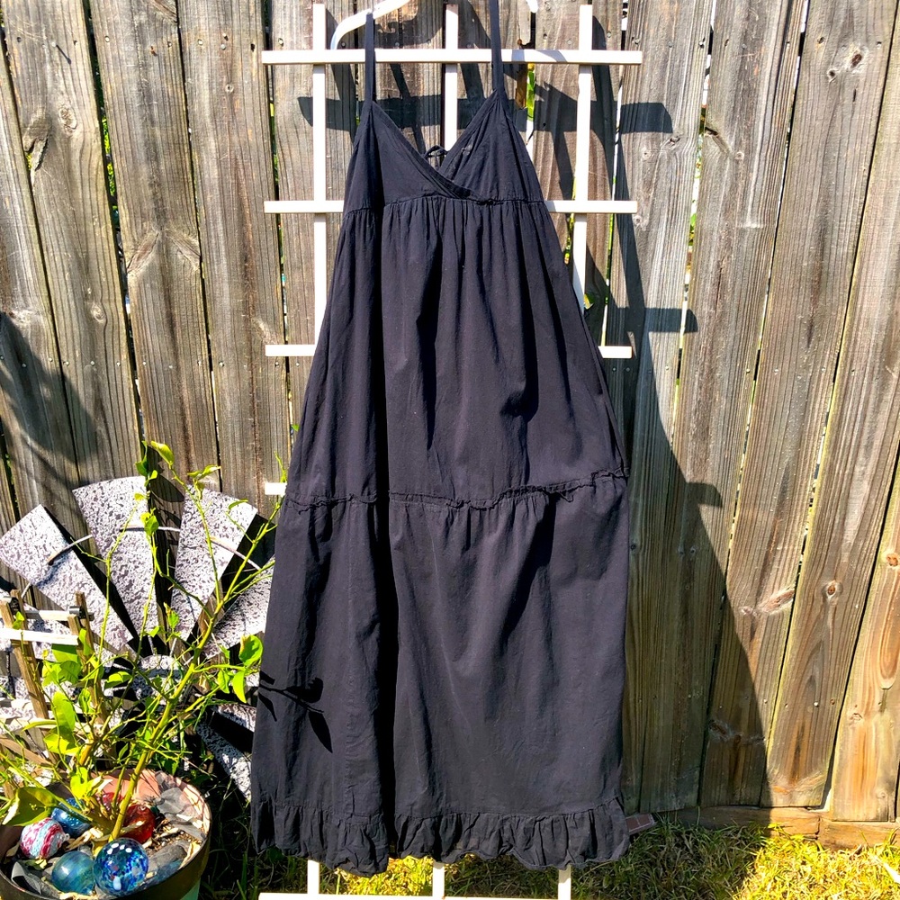 Derek Heart Black Tiered Cotton Maxi Dress M